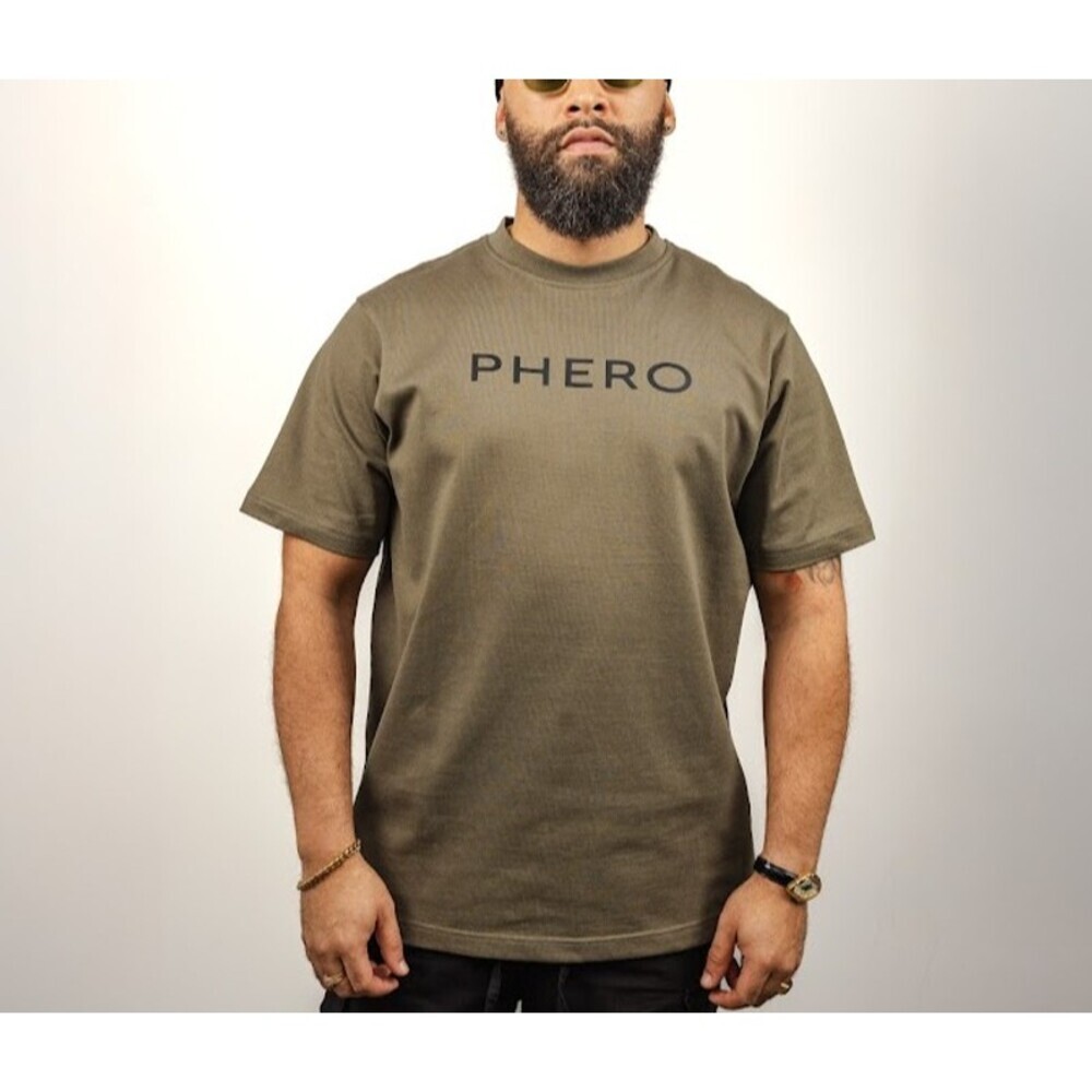 Olive Boxy Heavyweight Tee Minimalist Streetwear PHERO